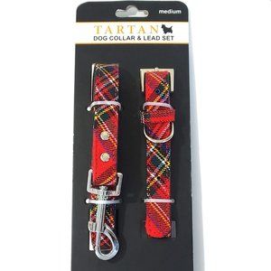 New Imported From Scotland Royal Stewart Tartan Collar Dog Leash Lead Set